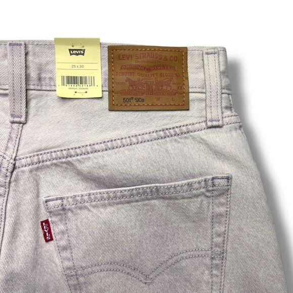 Levis Premium Womens 501 90s Denim Jeans 25 Purple Mid Rise Straight Loose New - Picture 10 of 15